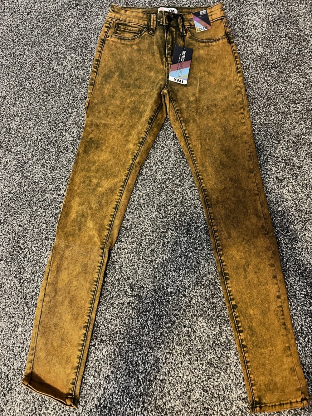 YMI Mustard Yellow Acid-Wash Skinny Jeans
